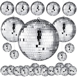 MTLEE Disco Ball Decoration Ornaments Hanging Mini Mirror Disco Ball with Rope Different Size 70s Disco Themed Party Wedding Christmas Birthday Supplies(4 Inch, 3. 2 Inch, 2 Inch)
