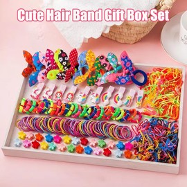 Girl Hair Accessories Set 899 Pcs Colorful Hair Ties Soft Hair Tie Gift Box Bows Hair Bands Colorful Hairpins Girl Ponytail Holder Rubber Bands Set for Baby Girls Teens Toddlers