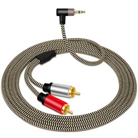 3.5mm to 2RCA Audio Cable 1M,Hanprmeee [Dual Shielded Gold-Plated] 3.5mm Male to 2RCA Male Stereo Audio Adapter Coaxial Cable Nylon Braided AUX RCA Y Cord for Smartphones,MP3,Tablets,HDTV.(1M/3FT)