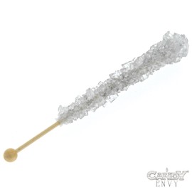Happy New Year Rock Candy - 10 Pack - Silver, Black, and White Large Individually Wrapped Rock Candy Sticks
