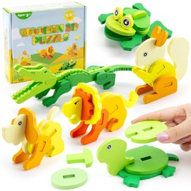Juboury 6 Pieces 3D Children's Wooden Puzzle, Wooden Toy Puzzle Children, Learning Educational Wooden Puzzle Toy, Wooden Puzzle for Toddlers from 3 Years Educational Learning Toy Gift Girls Boys