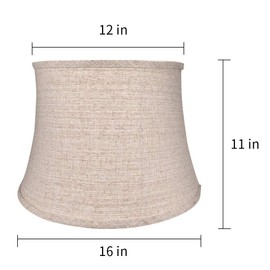Tootoo Star Brown Large Drum Lamp Shade for Chandeliers Floor Light and Table Lamp,12x16x11" Spider,Fabric Natural Linen Hand Crafted (Brown)