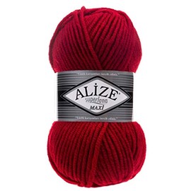 Alize Superlana Maxi 25% Wool - 75% Acrylic Lot of 4 Skein Yarn Thread Crochet Lace Hand Knitting Turkish Yarn 400gr 437 yds Color (56 - Red)