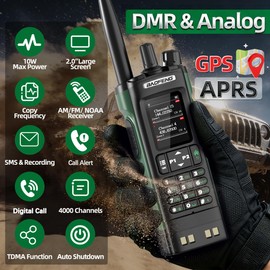 baofeng DM32 Radio DMR Ham Radio Handheld Long Range Walkie Talkies Rechargeable 2500/3800mAh Battery GPS DM-32UV Digital Emergency NOAA Weather 5RM Tactical Radio for Survival Gear Hunting