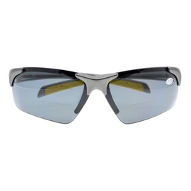 Eyekepper TR90 Unbreakable Sports Half-Rimless Bifocal Sunglasses Baseball Running Fishing Driving Golf Softball Hiking Grey Frame Grey Lens +2.0