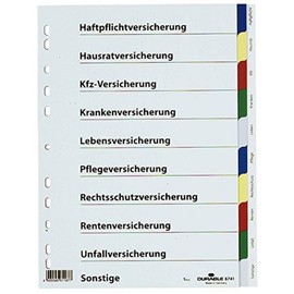 DURABLE Versicherungsregister/6741-27 DIN A4 farbiger Ablauf Hartfolie