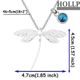 HOLLP Dragonfly Necklace with Birthstone Sasenach Inspired Jewelry Gift Necklace Birthday Day Gift for Her (Dragonfly Necklace with Tanzanite)