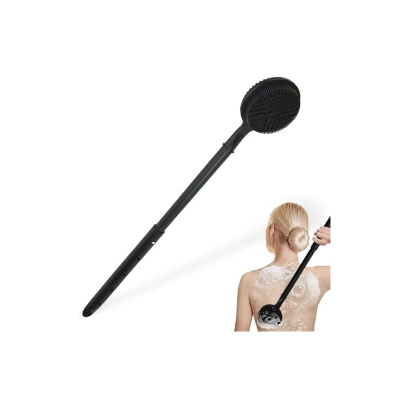 Cepillo de baño de doble cara con mango extensible, con
