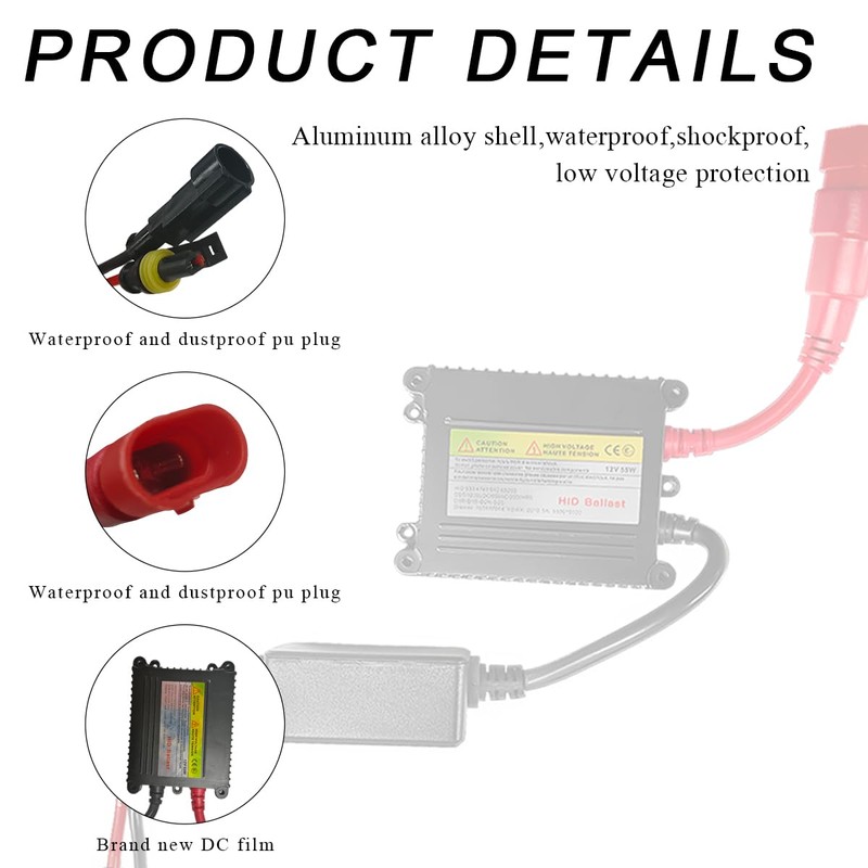 DXNQ 2 PCS DC 12V 55W Xenon HID Ballast, Ultrathin