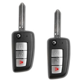 KeylessOption Keyless Remote Uncut Flip Key Fob for Nissan Frontier Murano Titan Versa Xterra Infiniti (DIY Program Included) Pack of 2