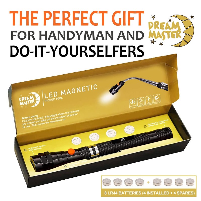 Magnetic Pickup Tool, Gifts for Men, Telescoping Magnet Flashlight, Gifts