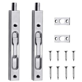 Mirrwin Door Bolt 6 Inch Door Lock Stainless Steel Sliding Bolt for Doors Safety Bolt Door Lock Bolt with Strike and Screws Suitable for Wooden Doors Windows and Cabinets 2 Pieces
