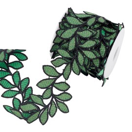 PH PandaHall 4.5 m Leaves Trim Leaf Lace Ribbon 55 mm Wide Leaf Shape Ribbon Plant Edge Trim Embroidered Lace Trim Green Applique Trim for DIY Crafts Costume Sewing Home Decor
