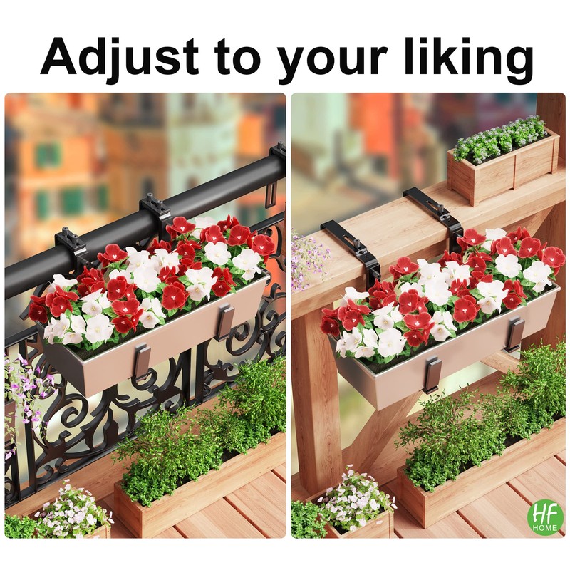 HFHOME 6PCS Adjustable Planter Box Brackets, Brackets for Window Boxes