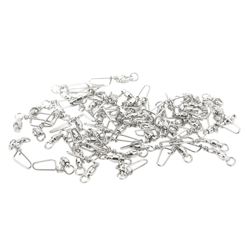 50Pcs High Strength Fishing Snap Swivels Stainless Steel B Type