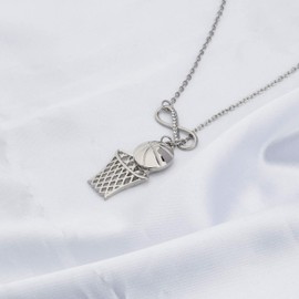 FUSTMW Basketball Necklace Basketball Hoop Pendant Basketball Lover Players Gifts Basketball Jewelry Team Gifts (Basketball Y Necklace)
