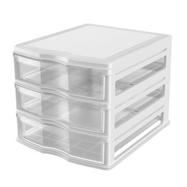 Life Story 3 Drawer Stackable Shelf Organizer Plastic Storage Drawers for Bathroom Storage, Make Up, Or Pantry Organization, White (2 Pack)
