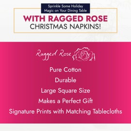 Christmas Napkin - Cotton Napkins for Christmas-Themed Dining Table Setting & Silverware - Gold Napkins with Snowflakes - Ragged Rose Gift Wrapped Cloth Napkins Set of 4-40 cm x 40 cm