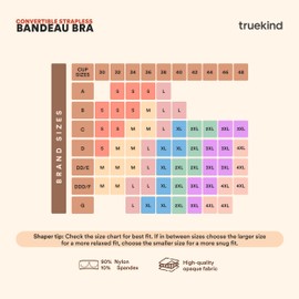 Truekind Bra, Wireless Strapless Bra, Bandeau Bra, Small to Plus Size Strapless Bras for Women, Womens Strapless Bras, Tube Top Bra Rose Tan