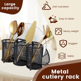 Metal Utensil Caddy Mesh Silverware Caddy 4 Compartments Flatware Caddy with Retractable Handle Cutlery Caddy with Weighted Base Kitchen Utensil Organizer for Napkins Forks Cutter Spoons Flatware //