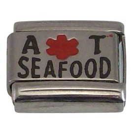 Gadow Jewelry Allergic to Seafood Medical Alert ID Italian Charm for Bracelet Men or Women Awareness Stainless Steel