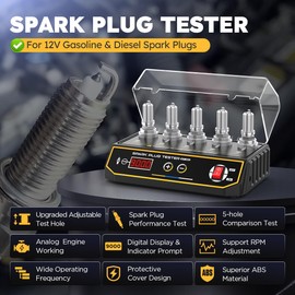 Spark Plug Tester Upgraded 12V Car Spark Plugs Tester Tool 200-9000rpm Working Frequency Spark Tester 5-Hole Height Adjustable Automotive Engine Ignition Coil Tester for Gasoline Diesel Vehicles