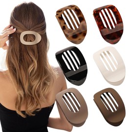 LynixTrade 6 Pcs Flat Hair Clips, Flat Claw Clip for Women Fine Hair, Strong Hold Hair Claw Clips for Thin and Thick Hair, Accessories for Women and Girls, Curved Flat Clips, Multicoloured