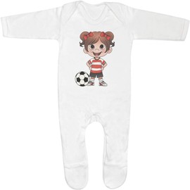 Azeeda 0-3 Month 'Football Player Girl' Baby Romper Jumpsuit/Sleep Suit (SS00097266)