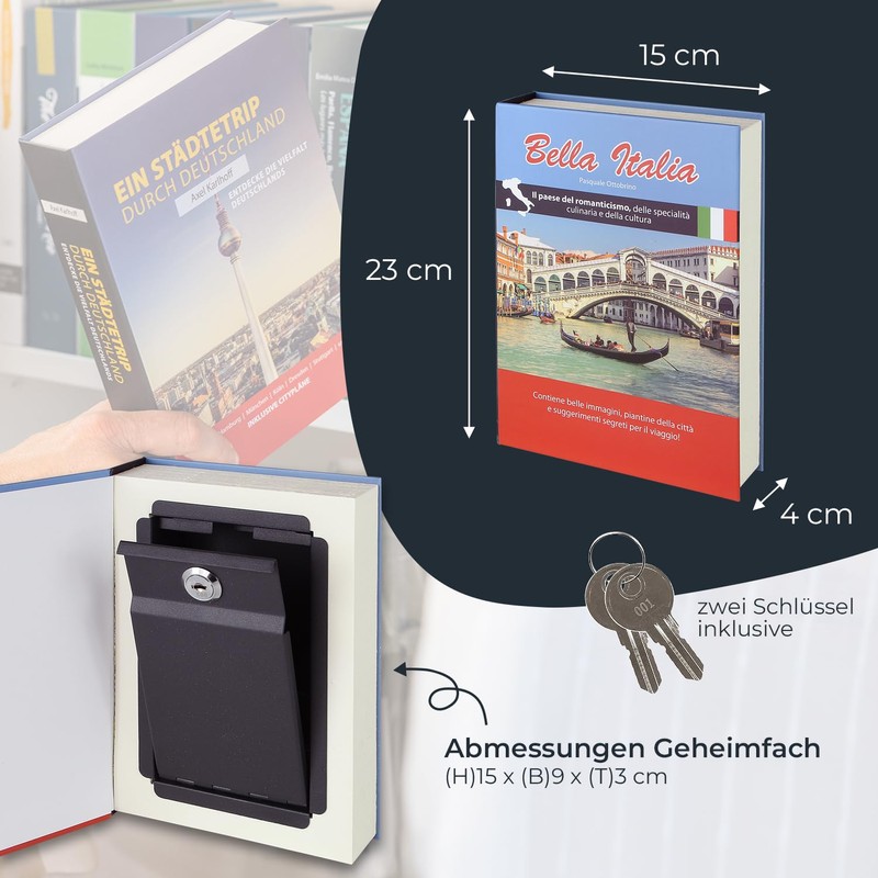 HMF 80935 Book Safe, Cash Box Real Paper Pages, Secret