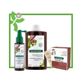 Klorane Quinine Shampoo for Strengthening & Hair Loss with Quinine and Organic Edelweiss, 400ml & Antichute with Quinquina and Edelweiss, 100ml & Nutritional Supplement for Hair and Nails with Quinine & Keratin, 30Caps (283 & 432 & 806)