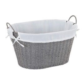 Household Essentials Grey ML-7267 Decorative Wicker Laundry Basket with Handles and Removable Liner