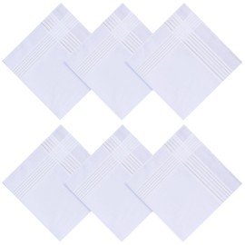 Ygreato Men's Handkerchiefs 16 inches, 100% Cotton Handkerchiefs for Men, 6 Pack Soft White Hankies for Men