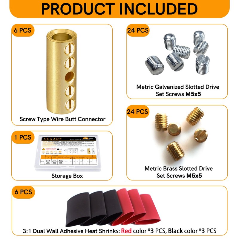 6 Gauge Wire Butt Connectors 6 PCS Brass Mechanical Butt