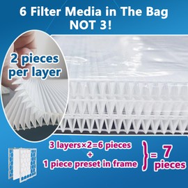 OlitAir 16x25x1 MERV 11 Air Filter,AC Furnace Air Filter,Reusable ABS Plastic Frame, 7 Pack Replaceable Filter Media (Actual Size: 15 3/4" x 24 3/4" x 3/4")
