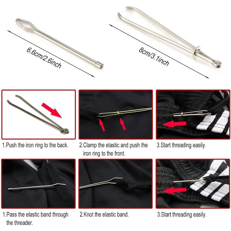 Hsthe Sea 9Pcs Drawstring Threader Plastic Bodkin Threader Sewing Loop