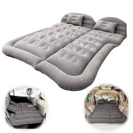 Liphier SUV Air Mattress Car Bed Inflatable Mattress for Truck Backseat - Foldable Air Mattress with Flocking Surface and Pillows Portable Air Bed for Home Tent Camping Travel - Light Grey