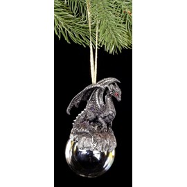 Figuren Shop GmbH Dragon Christmas Tree Decoration Checkmate Black | Christmas Decoration Pendant Gothic Fantasy Ball