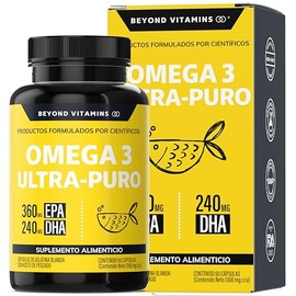 Omega 3 Premium 1000mg | Aceite de Pescado como TG | Alta Pureza y Concentración con Certificados Internacionales | Suplemento Alimenticio Beyond Vitamins - 60 cápsulas