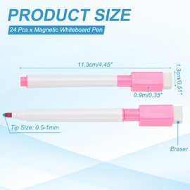 PATIKIL Dry Erase Pen Fa In Point Dry Erase Rose Red Dry Erase Marker Whiteboard Calendar Supplies with Eraser for Classroom Office 24pcs 0.5-1mm Tip
