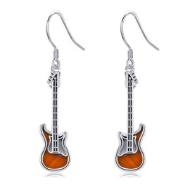 Guitar Earrings Sterling Silver Rock and Roll Earrings Music Jewelry Guitar Gifts for Women