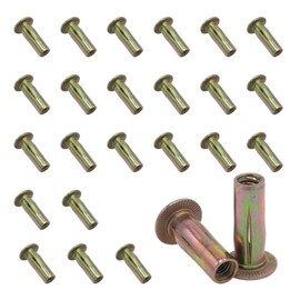 Joyangy 1/4-20 Rivet Nut Kit, 25 Pcs Multi Grip Threaded Insert Nuts, Carbon Steel Pre-Bulbed Shank, Flat Head, Zinc Plated for Construction Industrial
