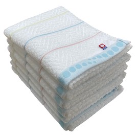Imabari Towels, Face Towels, Set of 6, Striped Pattern, 13.4 x 33.9 inches (34 x 86 cm), Thin Border, Water Absorbent, Quick Drying, Thin, Made in Japan