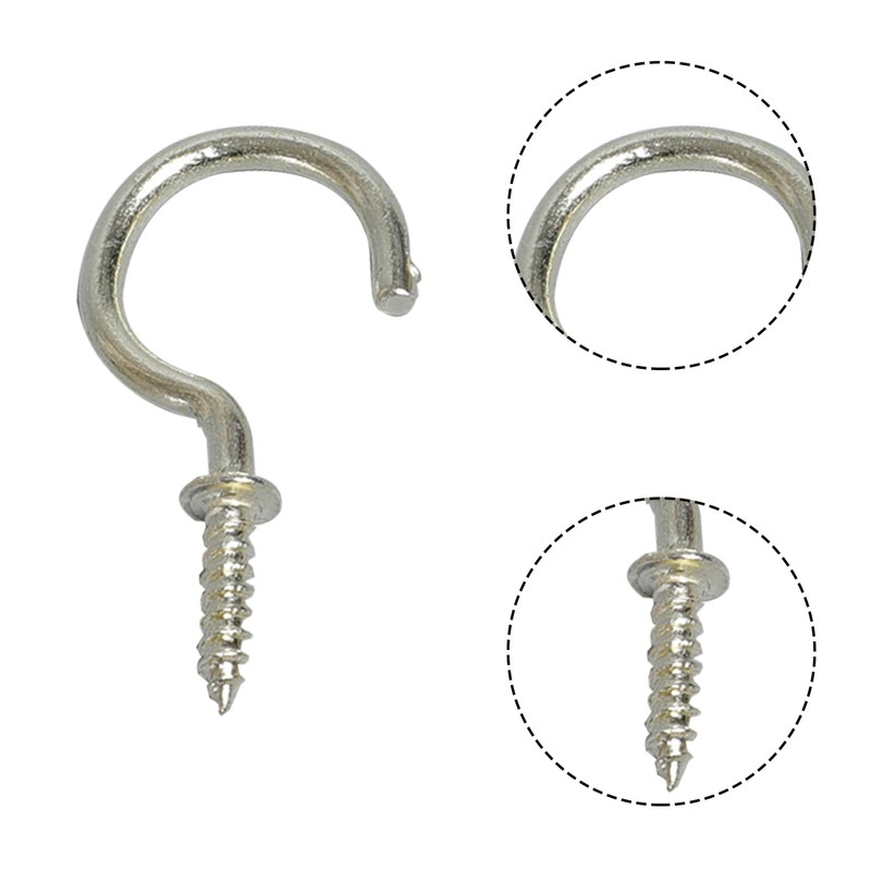 Aoktorkit 20Pcs Screw Hooks 1-1/4 Inch Ceiling Hooks Carbon Steel
