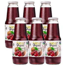 IOS Love Organic - Tart Cherry & Coconut, Organic, No Added Sugar, Gluten Free, Preservatives, Vegan, 33.8 Fl Oz, Pack of 6