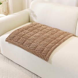 OstepDecor Chair Cover for Dogs, Couch Arm Cover, Sofa Headrest Covers Pet Friendly, Thick Soft Sofa Slipcovers Cushion Protector for Recliner Loveseat Leather L Shaped Sofa (27.6" x 27.6", Brown)