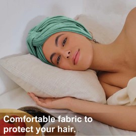 DRESHOW Hair Wrap for Women Ribbed Soft Turban Stretch Jersey Headscarf Breathable Lightweight Turban Plain, 1 x M-green, Unit size