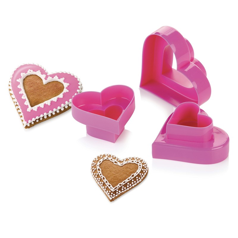 Tescoma Double-Sided Cookie Cutters Hearts, 6 Sizes Delicia, Assorted, 20