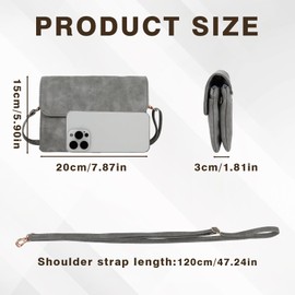 Energather Crossbody Bags Women's PU Leather Crossbody Bags for Women and Girls, Mini Women's Cross Body Bags, Small Shoulder Bag with Removable Shoulder Strap for Travel, Work, Shopping, gray, S