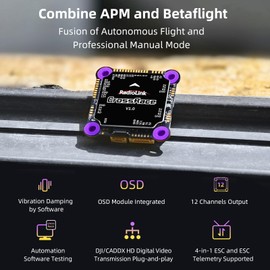 Radiolink CrossRace APM Flight Controller Stack OSD Integrated for DJI HD VTX System for RC Drone 90A 4in1 ESC for Racing Drone 37 * 37