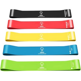 UDKI Natural Latex Resistance Loop Bands | Pack of 5 | Skin Friendly | Useful for Hips, Arms & Legs Workouts | Tear Resistant & Anti-Slip | Multicolor Elastic Therabands for Fitness & Toning